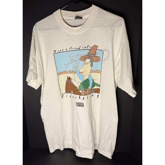 Vtg Screen Stars Rope Friend Into Ride Sharing GTE Mens XL T-Shirt Tee USA Made - Picture 1 of 5